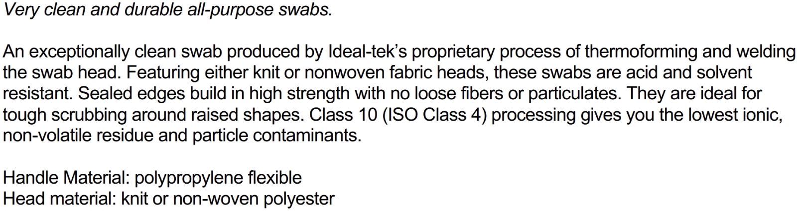 מקלות ניקוי אנטי סטטיים IDEAL TEK IT38040 IT38140 IT38540